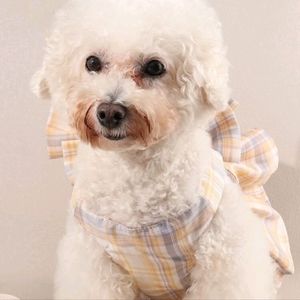 ***SOLD***Puppy Harness-Yellow, Grey, and White Plaid